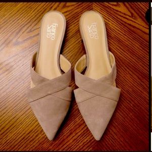 Franco Sarto Nita tan suede leather pointed toe cutout mule flats - NEW Sz 8.5